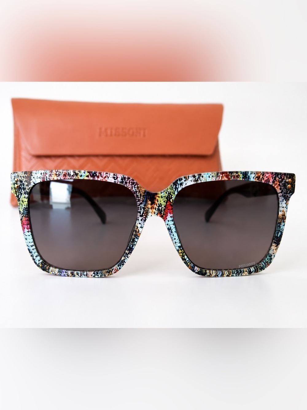 Missoni Oversized Square Sunglasses Multicolor Textured Frame NWT